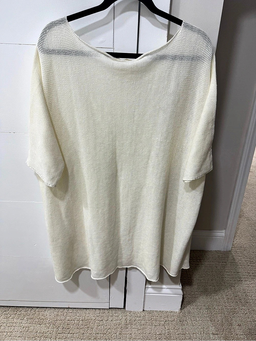 EILEEN FISHER Open Knit Top in Cream Size XL - Picture 2 of 6